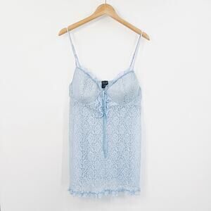 Movie Star Baby Blue Lace Lingerie Slip Cami 2X
